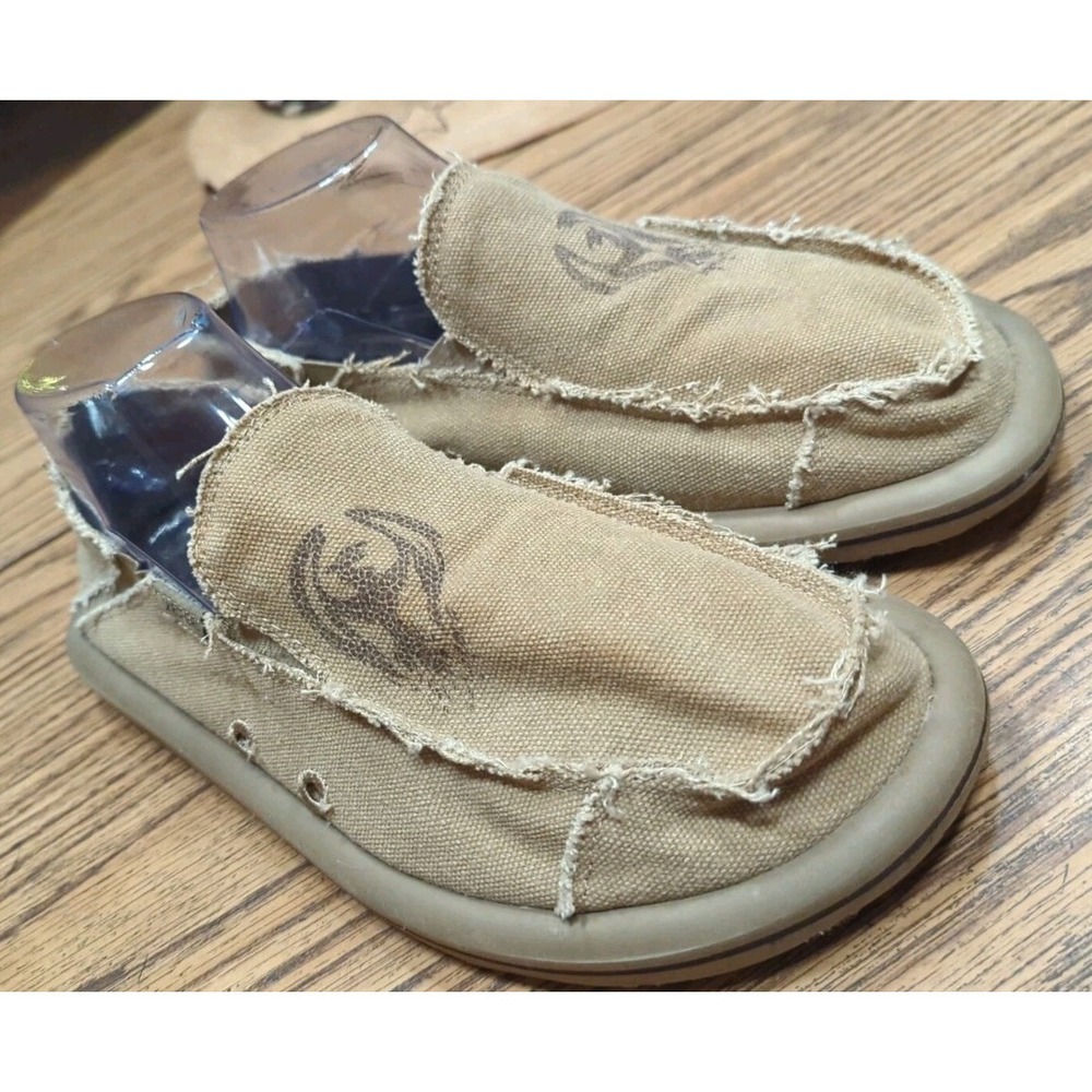 Skechers Mens‎ Phoenix Canvas Slip On Low Top Casual Khaki Size 8 Shoes